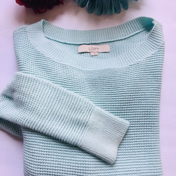 LOFT Sweaters - LOFT Soft Blue Boatneck Ribbed Sweater Size S
